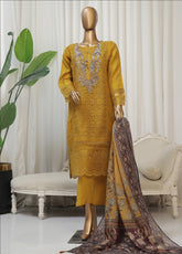 Falsafaa By HZ Textile Embroidered Organza 3 Piece Stitched Suit HZ25FV6 HZK-178 MUSTARD